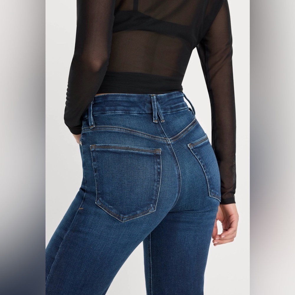 GOOD AMERICAN | STRAIGHT LEG JEANS TRUE RELAXED SOFT DARK BLUE WASH SIZE 14/32 - Picture 3 of 8